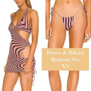 SET Melissa Simone X REVOLVE Triangle Bikini Bottom + Mesh CutOut Dress